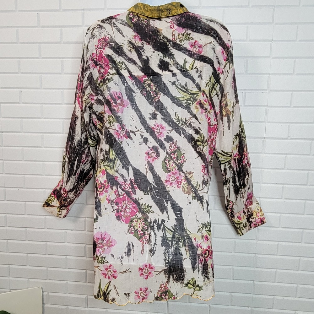 Aratta Silent Journey Blouse Tunic‎ Top Medium Embroidered Boho Artsy Sheer - Picture 2 of 13